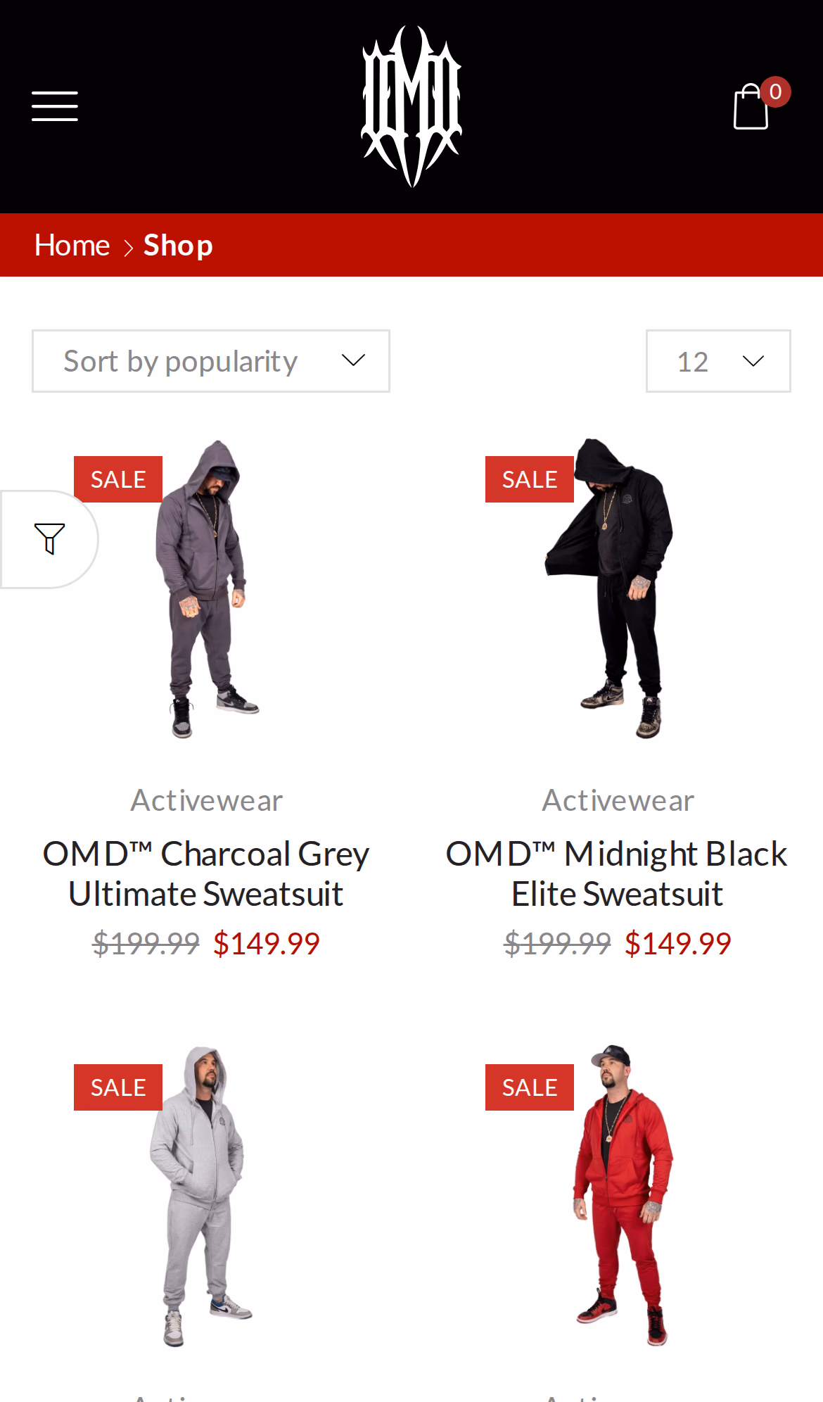 OMD™ Outfits shop page (mobile)